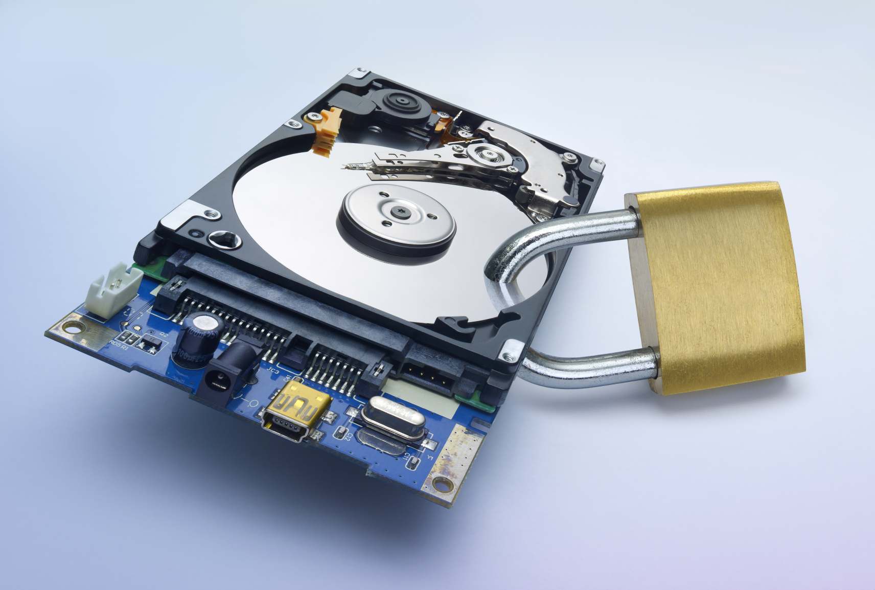 Data,Of,Hard,Drive,Secured,By,Padlock